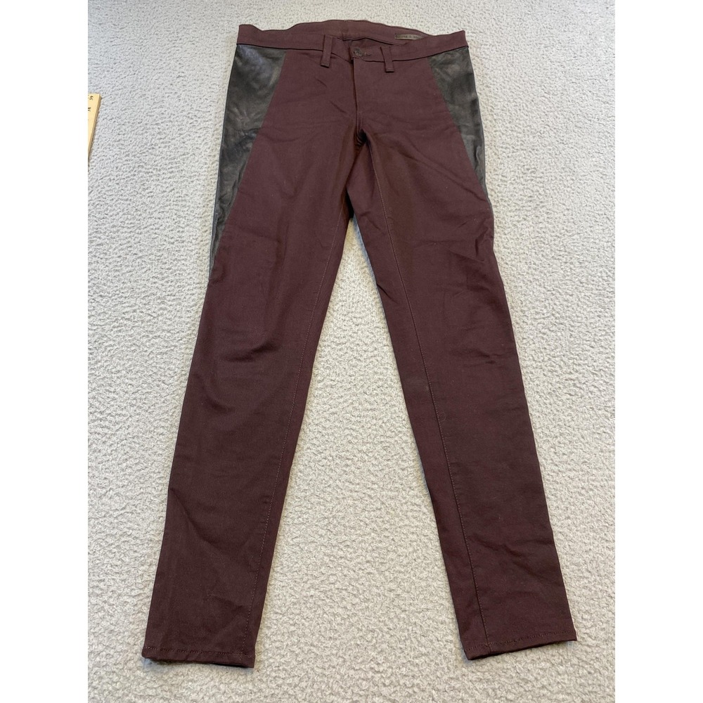 rag & bone JEAN Pants Womens 31 Wine/Black Leather Panel Made in‎ USA W15560Q26